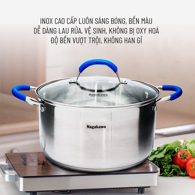 Bộ 3 Nồi Inox Cao Cấp Nagakawa NAG1302 (Size 16, 20, 24cm)